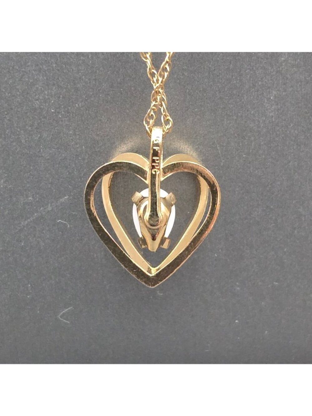 Vintage PPC 14K Gold Filled Opal Heart Pendant Necklace 18" Natural Gemstone - Picture 5 of 16